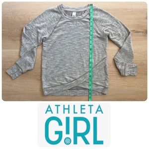 Athleta Girl Criss Cross my Heart long sleeve sweatshirt, grey, size M/8-10